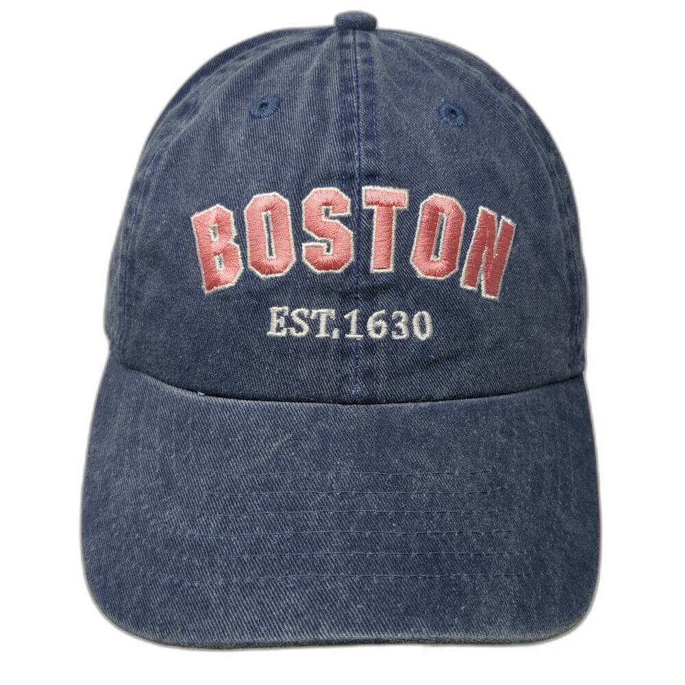 Bay State Apparel Baseball Cap Blue Red White One Size Washed Cotton Boston Hat